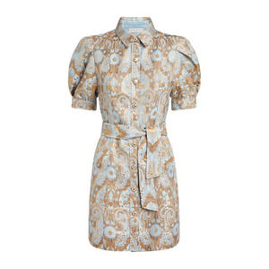 SANDRO Orlan Metallic Jacquard Shirtdress